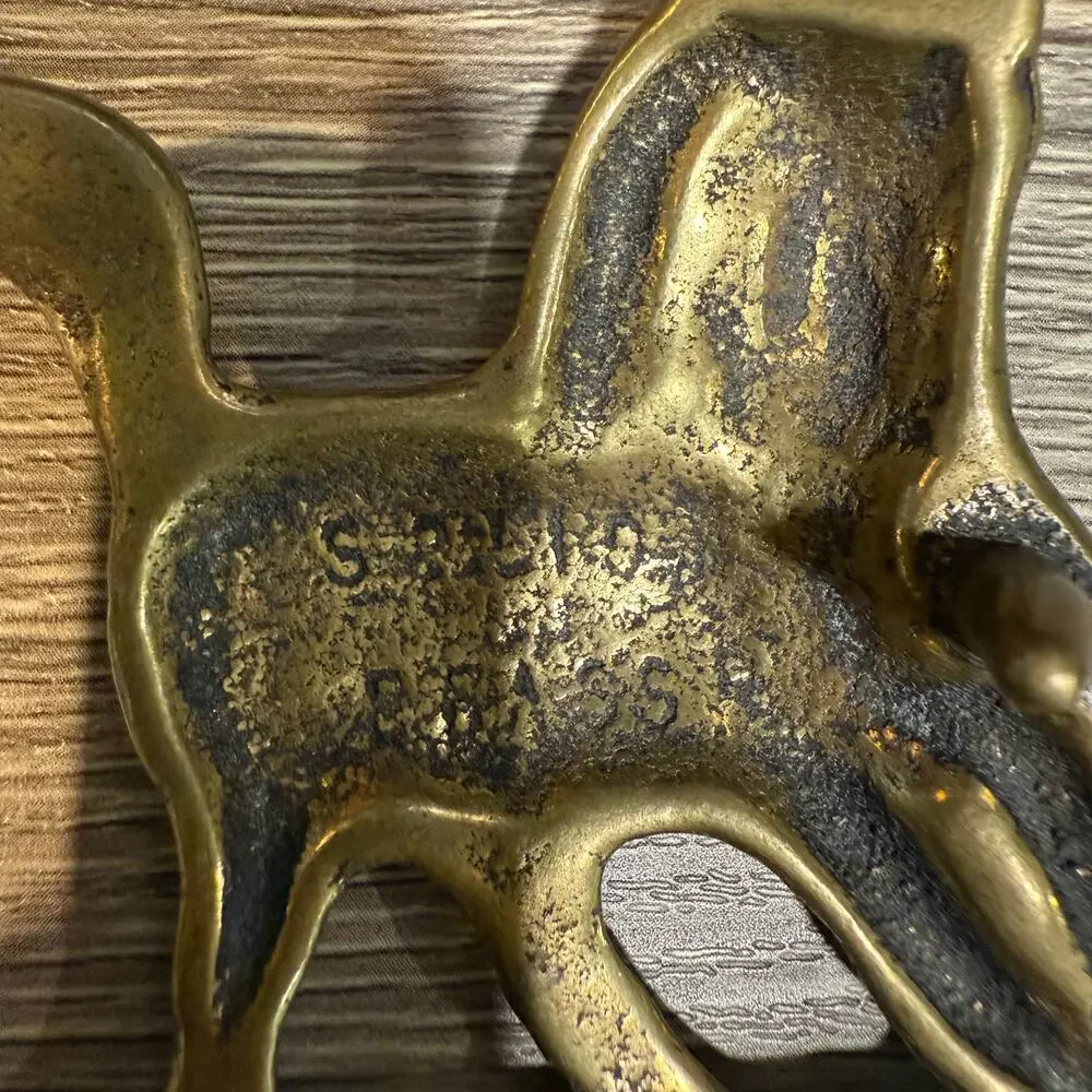 Trinity Buckle Co Vintage Solid Brass Stallion Horse Belt Buckle